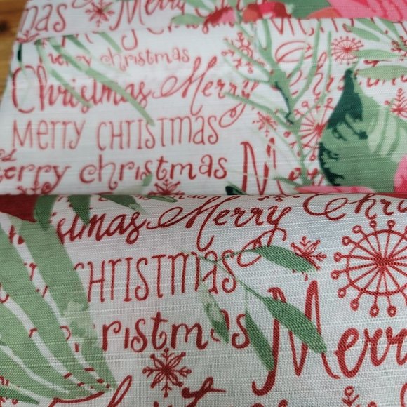 Christmas Shower Curtain Poinsettia's Merry Script Snowflakes Holiday Bathroom - Picture 4 of 4